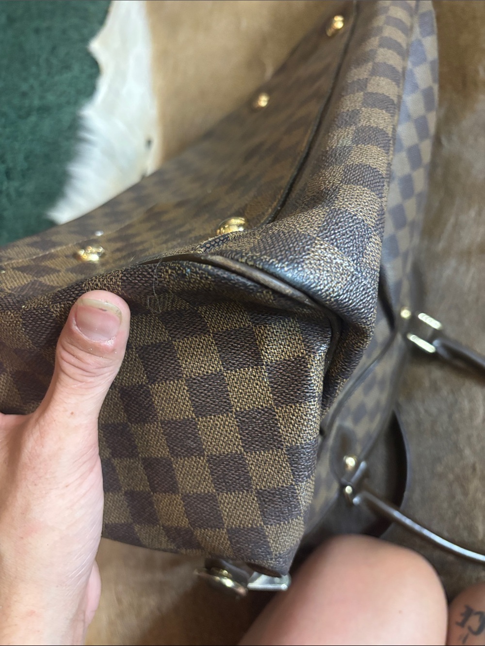 Large leather checkered gm sized bag - Picture 10 of 14